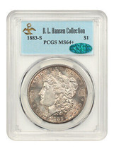 1883-S $1 PCGS/CAC MS64+ Ex: D.L. Hansen - £10,912.66 GBP