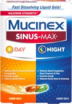 Mucinex Sinus-Max Max Strength Day &amp; Night Liquid Gels (24ct) Relieves Sinus Pre - £22.37 GBP