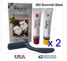 2 Sets Bigen Speedy Hair Color Conditioner #882 Brownish Black USA Stock - $34.90