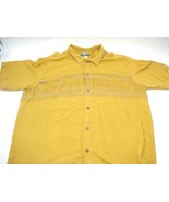 Vintage Columbia Hawaiian Shirt Wood Button Front Viscose Yellow Egyptia... - £14.95 GBP