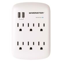 Monster Just Power It Up 0 ft. L 6 outlets Wall Tap Surge Protector w/US... - $19.95