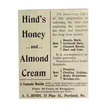 Hinds Honey Almond Cream 1894 Advertisement Victorian Skin Care Beauty A... - £7.82 GBP