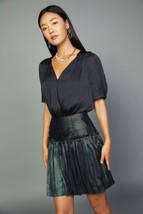 Current Air Metallic Foil Pleated Mini Skirt Black Opal Size Extra Small... - £13.94 GBP