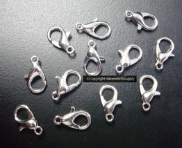 12 White gold plated steel necklace lobster claw jewelry clasps 12mm FPC... - £1.51 GBP