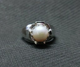 Solid Silver Pearl Ring Men 9 mm Round Pearl Band Mens Pearl Ring Men Heavy Ring - $55.09