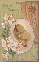 Happy Easter Chick Flowers Bells Curtain Nevada MO Postcard B28 - £2.36 GBP