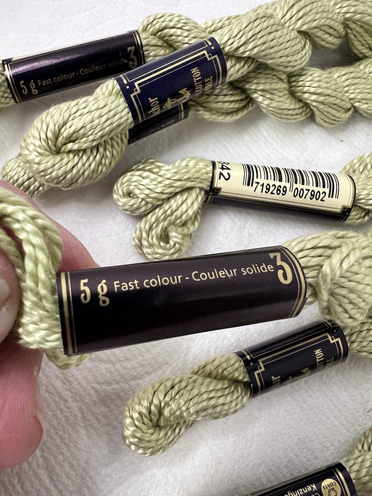 7 MINT Anchor Perle Pearl Cotton #842 Soft Green Embroidery Floss Vintage Skein Item image 3