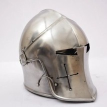 Medieval Spartacus Fantasy Barbute Helmet Knight Helmet Silver Finish with Free - £105.51 GBP