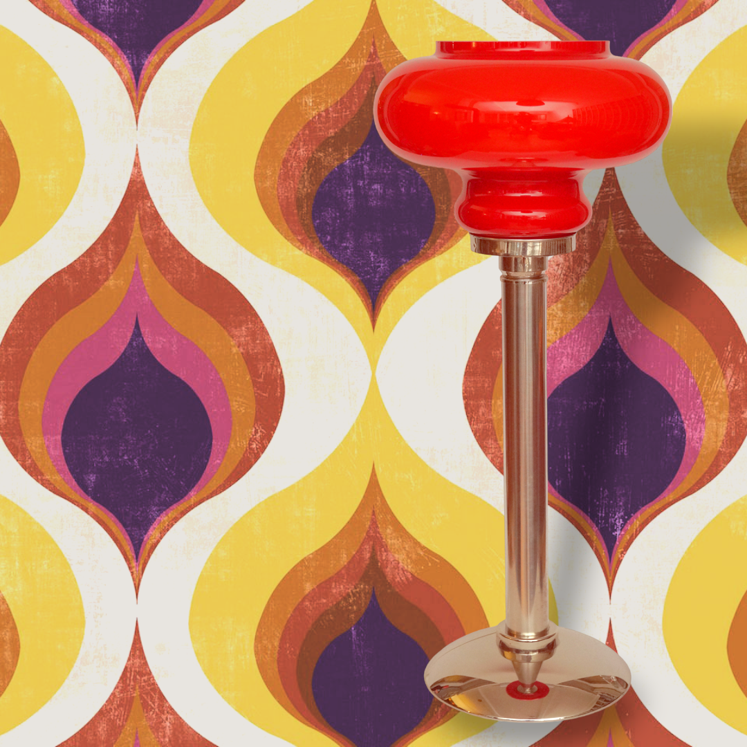 Vintage Lampe Luminaire " Poppy " Lampe de Table 70er Lampe Chrome Pop Art Item image 5