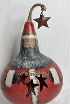 Lighted Hand-Painted Gourd Santa Christmas Holiday Cutout Stars 9” Folk ... - £14.17 GBP