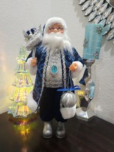 Christmas Blue Santa Claus Doll Figurine Figure Tabletop Decor 18&quot; - $59.39