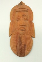 Tribal Wood Hand Carved Mask Wall Hanging Hand Asian Face Mask - £19.06 GBP