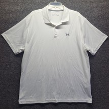 Under Armour Polo Shirt Men&#39;s Sz 2XL White Heat Gear Golf Breathable Stretch - £18.26 GBP