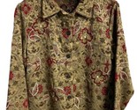 Laura Ashley Blazer Tapestry Jacket Womens Size PM Floral Beaded Tan Red - $17.70