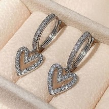 Boucles d&#39;Oreilles Pendantes en Forme de Coeur avec Zircon Cubique Rond 2Ct... - £94.04 GBP