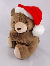 Hallmark Christmas Bear Plush Arms Hug Sits 8 Inch Santa Hat Stuffed Animal toy - $8.05