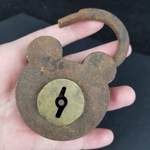 LARGE antique padlock RARE vintage obsolete smokehouse lock iron brass H... - €76,66 EUR