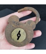 LARGE antique padlock RARE vintage obsolete smokehouse lock iron brass H... - $88.99