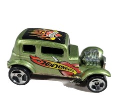 HOT WHEELS 1932 FORD VICKY GREEN OLIVE NEVER AGAIN FLAMES MATTEL MALAYSI... - $13.25