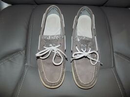Sperry Top Sider Gray Leather Sequin Boat Shoes #9775867 Size 8 Women's EUC - $35.10