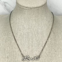 Rhinestone Studded Love Silver Tone Chain Link Necklace - £5.50 GBP