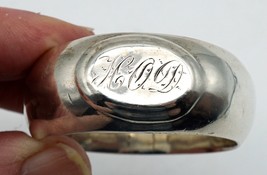 Neat Old Sterling Silver Napkin Ring Rounded Shape Monogrammed - £45.46 GBP