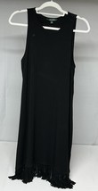 RALPH LAUREN Black Viscose French Terry Fringed Hem Sleeveless Packable ... - $742.89 MXN