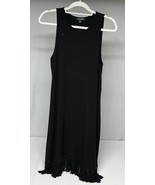 RALPH LAUREN Black Viscose French Terry Fringed Hem Sleeveless Packable ... - $39.90