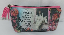 GANZ Brand The Trouble With Trouble Lady In White Print Makeup Bag - £9.43 GBP