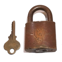 Vintage Eagle Lock Company Solid Brass Bronze with Original Key - Made i... - $24.70