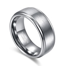 Tigrade 6/8mm Silver Color Tungsten Carbide Ring Men Black Brushed Wedding Band  - £19.31 GBP