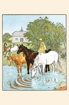 The Farmer&#39;s Boy waters his horses by Randolph Caldecott - Art Print - £17.37 GBP+