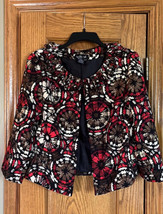 Ivy Chic Women&#39;s Jacket Size M Floral Print Red/brown/white Detailed - $17.82