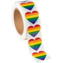 1000 Pcs Gay Pride Self Adhesive Heart Rainbow Sticker Roll, Lgbtq Parad... - $23.99