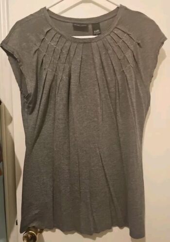 Primary image for New York & Company Stretch Gray  Large Pleated Blouse NY & Co