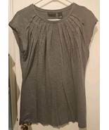New York &amp; Company Stretch Gray  Large Pleated Blouse NY &amp; Co - £9.34 GBP