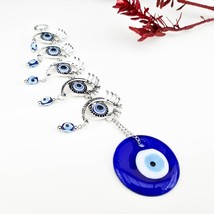 Turkish Oval Blue Evil Eye Nazar Amulet Wall Hanging Décor Blessing Prot... - £15.72 GBP