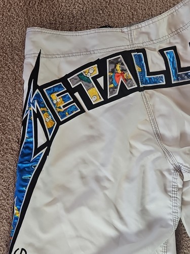 Metallica Billabong Bart Simpson/Simpsons Drawstring Board Shorts, Size 32 White Item image 2
