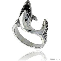 Size 7.5 - Sterling Silver Polished Shark  - £12.11 GBP