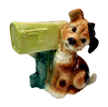 Vintage Royal Copley Puppy Dog US Mail Mailbox Planter Vase Ceramic MCM 1950s 8&quot; - £14.34 GBP