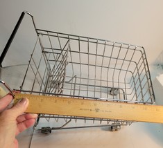 Miniature Metal Shopping Cart that Rolls VTG image 5