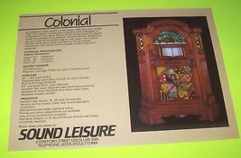 Sound Leisure Colonial Jukebox FLYER Original Phonograph Music Promo Artwork - £21.46 GBP