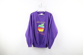 Vintage 90s Womens XL Distressed Teacher Rainbow Apple Crewneck Sweatshi... - $49.45