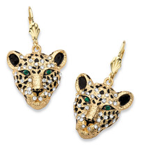 PalmBeach Jewelry Crystal Goldtone Leopard Drop Earrings - £18.84 GBP