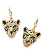PalmBeach Jewelry Crystal Goldtone Leopard Drop Earrings - £18.79 GBP
