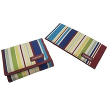 Longaberger Homestead Sunny Day Striped Checkbook Cover Small Wallet USA Red - £38.91 GBP