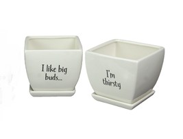 Scratch &amp; Dent Set of 3 Country White Funny Saying Planter Pots 4.75 Inches - $29.69