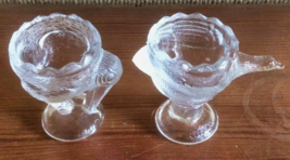Vintage Pressed Clear Glass Egg Cup Bird Figurines Stork Goose Country Kitchen - £11.70 GBP