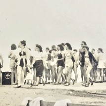 Old Original Photo BW Vintage Photograph Crowded Beach Scene 1945 - $9.95