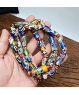 Vintage venetian style mosaic glass beads extra long necklaceGift - $64.44